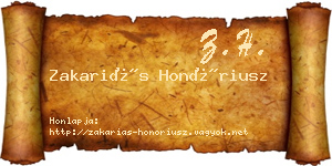 Zakariás Honóriusz névjegykártya
